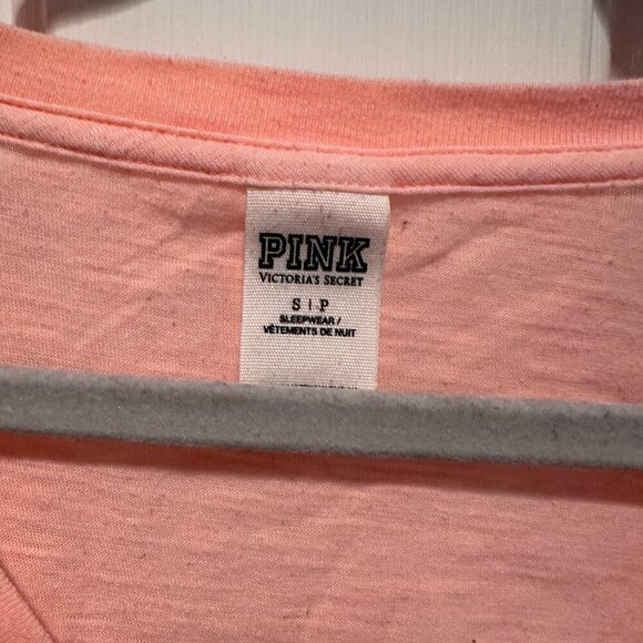 PINK Victoria Secret Orange V-Neck Shirt - Size Small - Picture 2 of 3